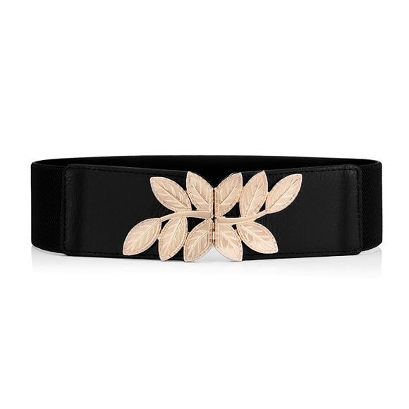 Suоsdеу Accessories - Women's Wide Elastic Belt Vintage Stretchy Leaf Waist Belt For Dresses,2.3"🐧